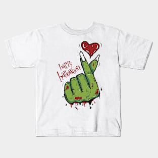 Happy Halloween Finger Heart Kids T-Shirt